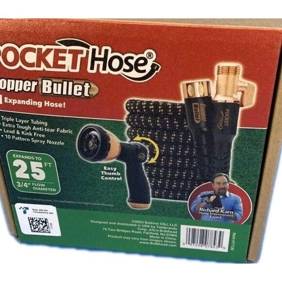 Pocket Hose Copper Bullet 25 Ft Expandable w/ Thumb Nozzle As Seen on TV - Picture 3 of 10